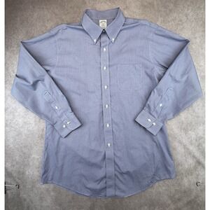 Brooks Brothers Mens 16 1/2 34 Shirt Regent Fit Blue Check Non Iron Cotton